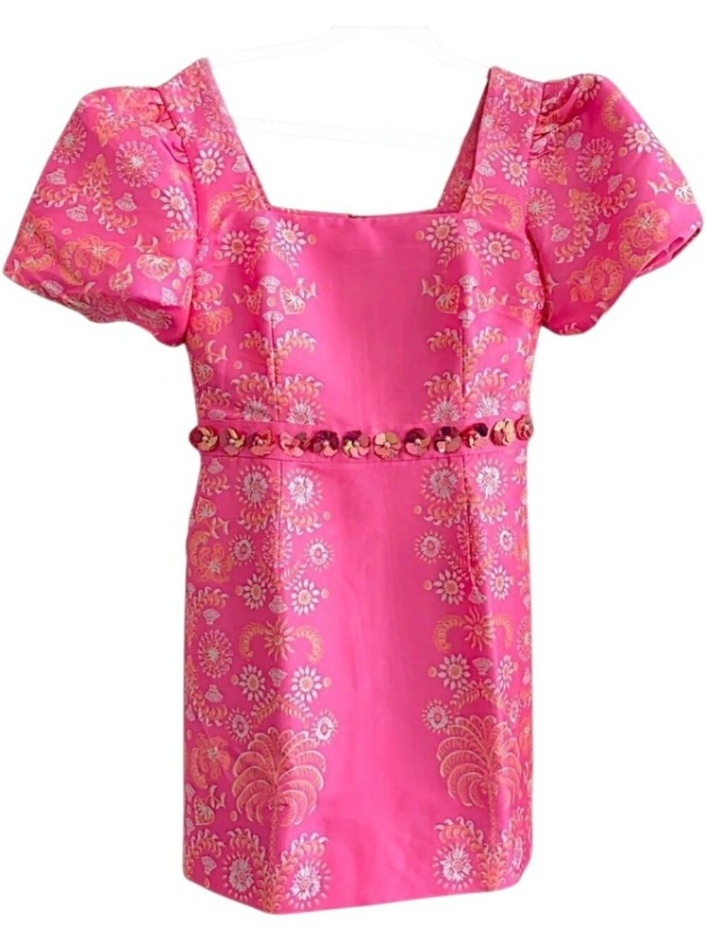 Lilly Pulitzer Cohen Skirted Romper in Sunkissed Pink/Breezy Palm NWT - Size 0 - Picture 7 of 9